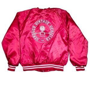 Verdugo Vintage Vehicles Taylor Jackets Red Satin Bomber Jacket Size Large